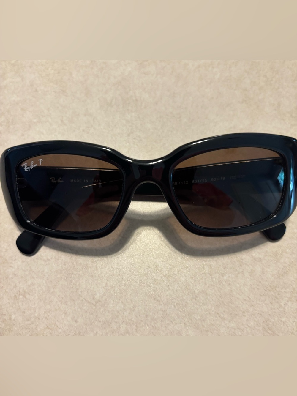 Ray-Ban Glossy Black Frame Sunglasses with Brown Lenses